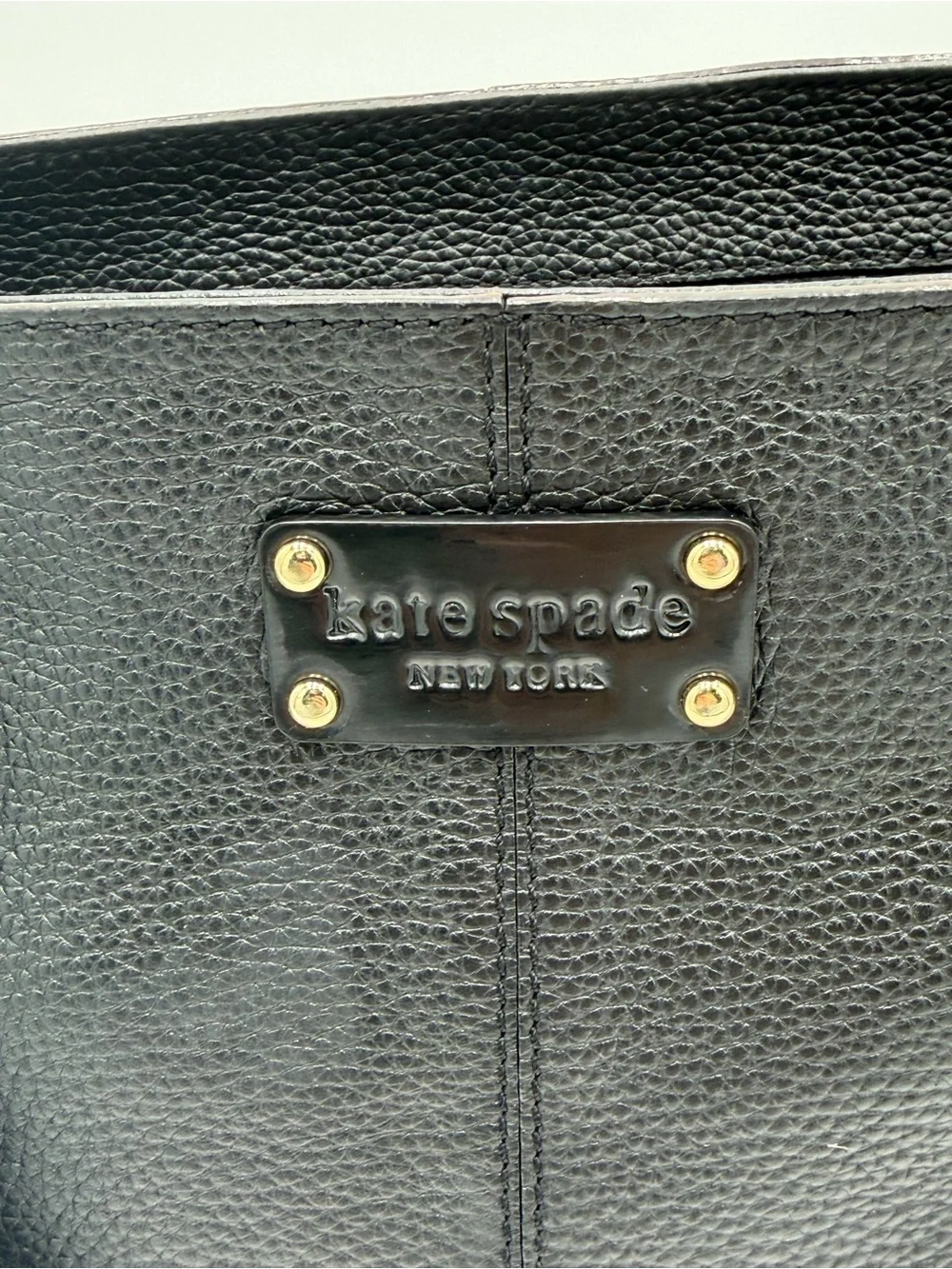 Kate Spade Pebbled Leather Hobo Handbag Purse Black Double Handle Zip Top
